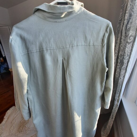 Tribal linen and cotton tunic/dress, knee length, soft sage green - Picture 5 of 5